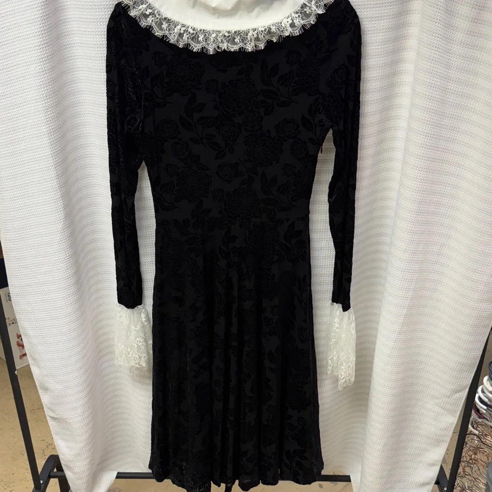 Jawbreaker Black Floral Lace Long Sleeve Velvet Devour Dress NWT - Picture 10 of 11